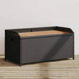 Storage Bench Black 100x50x52 cm Poly Rattan and Acacia Wood