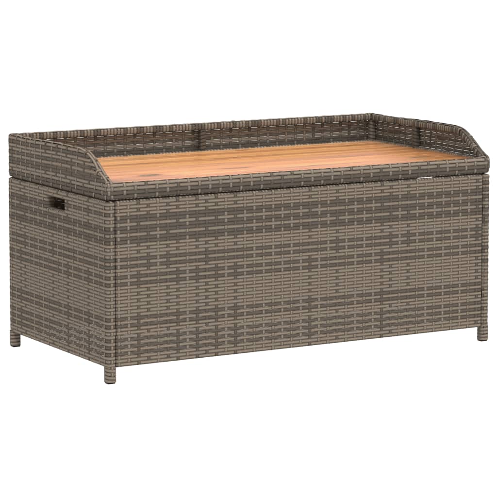 Storage Bench Grey 100x50x52 cm Poly Rattan and Acacia Wood