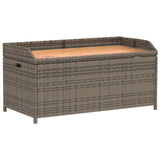 Storage Bench Grey 100x50x52 cm Poly Rattan and Acacia Wood