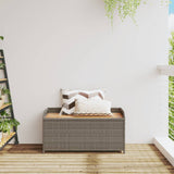 Storage Bench Grey 100x50x52 cm Poly Rattan and Acacia Wood