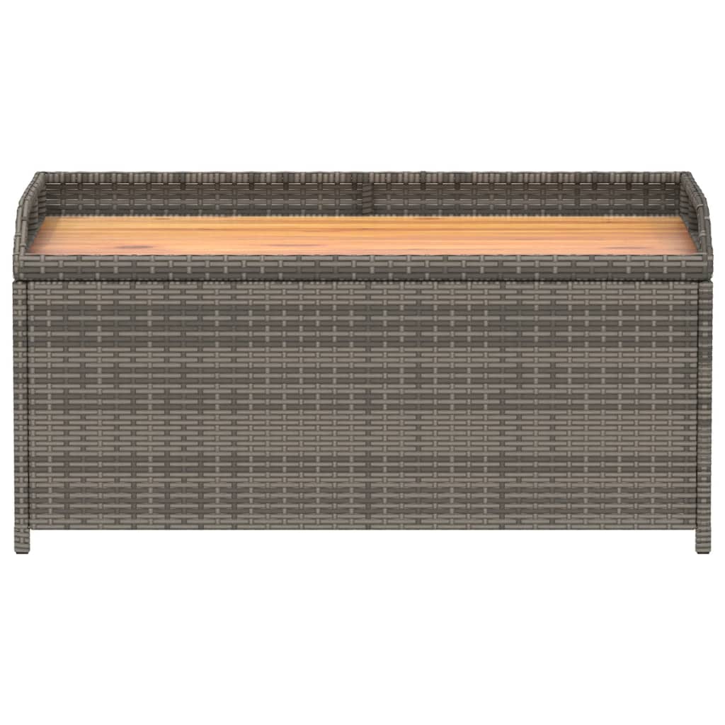 Storage Bench Grey 100x50x52 cm Poly Rattan and Acacia Wood