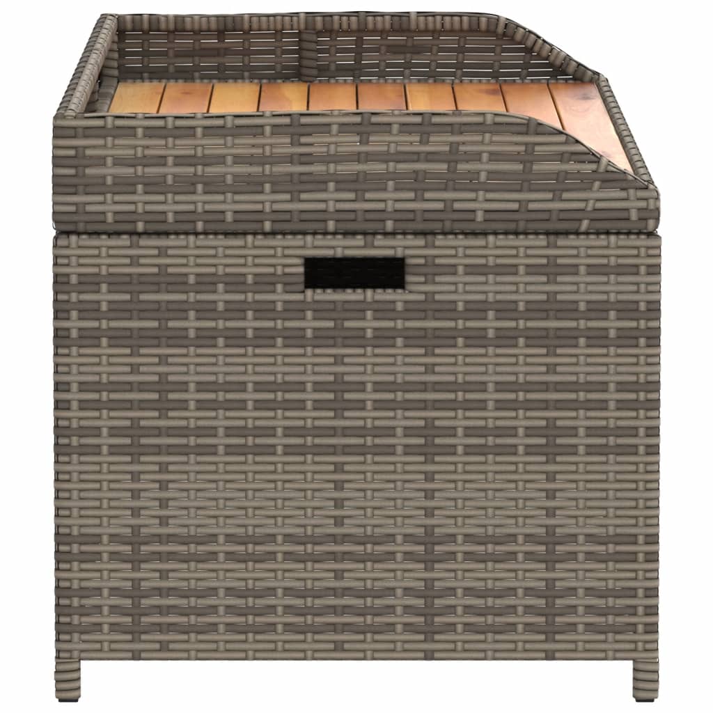 Storage Bench Grey 100x50x52 cm Poly Rattan and Acacia Wood