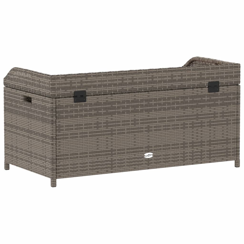 Storage Bench Grey 100x50x52 cm Poly Rattan and Acacia Wood