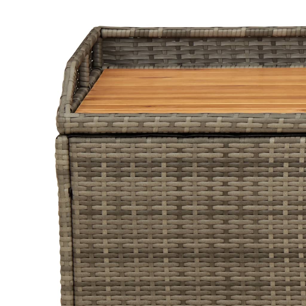 Storage Bench Grey 100x50x52 cm Poly Rattan and Acacia Wood