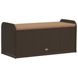 Storage Bench with Cushion Brown 115x51x52 cm Poly Rattan