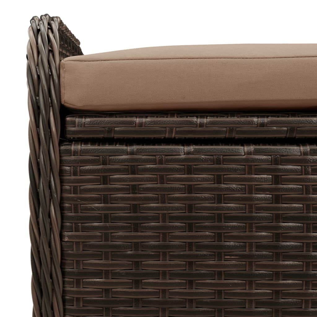 Storage Bench with Cushion Brown 115x51x52 cm Poly Rattan