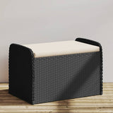 Storage Bench with Cushion Black 80x51x52 cm Poly Rattan