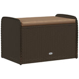 Storage Bench with Cushion Brown 80x51x52 cm Poly Rattan