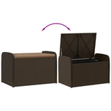 Storage Bench with Cushion Brown 80x51x52 cm Poly Rattan