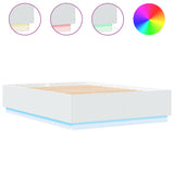 Bed Frame with LED without Mattress White 140x200 cm