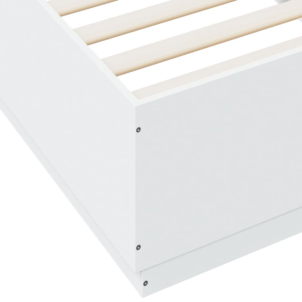 Bed Frame with LED without Mattress White 90x200 cm