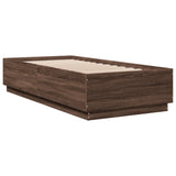 Bed Frame with LED without Mattress Brown Oak 90x200 cm