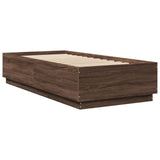 Bed Frame with LED without Mattress Brown Oak 90x200 cm