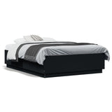 Bed Frame with LED without Mattress Black 135x190 cm Double