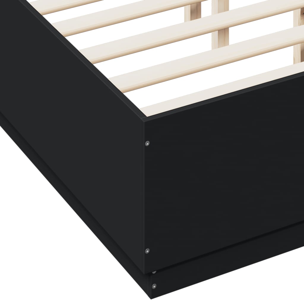 Bed Frame with LED without Mattress Black 135x190 cm Double