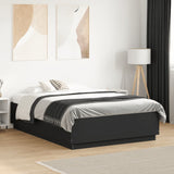 Bed Frame with LED without Mattress Black 135x190 cm Double