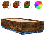 Bed Frame with LED without Mattress Smoked Oak 75x190 cm Small Single