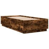 Bed Frame with LED without Mattress Smoked Oak 75x190 cm Small Single