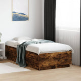 Bed Frame with LED without Mattress Smoked Oak 75x190 cm Small Single