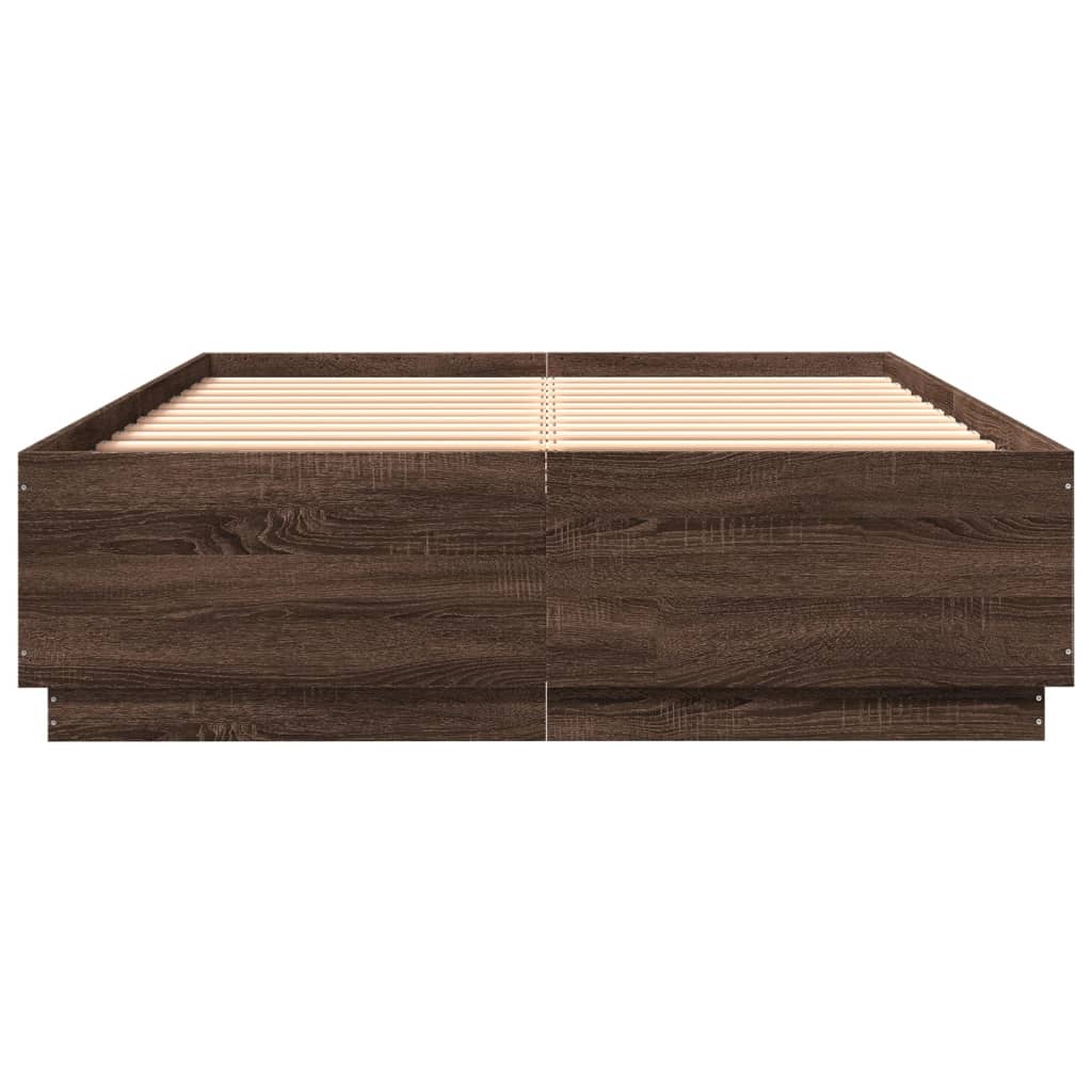 Bed Frame without Mattress Brown Oak 160x200 cm