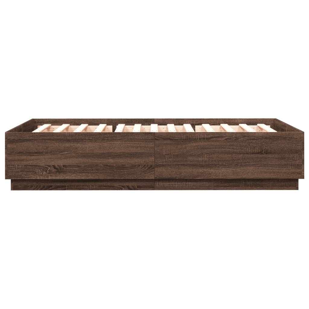 Bed Frame without Mattress Brown Oak 160x200 cm