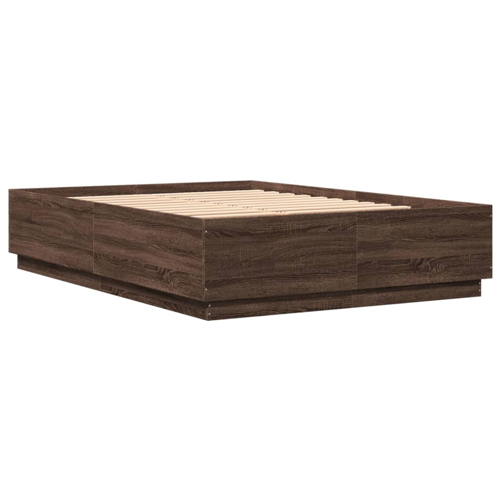 Bed Frame without Mattress Brown Oak 160x200 cm