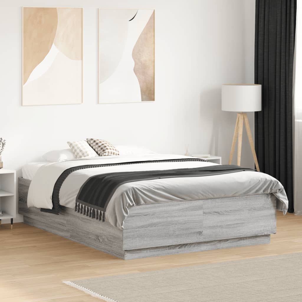 Bed Frame without Mattress Grey Sonoma 120x190 cm Small Double