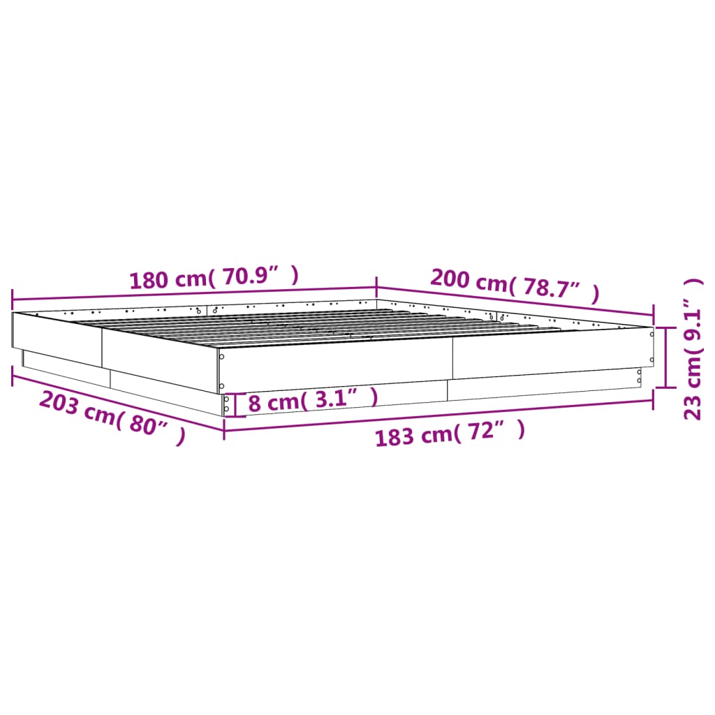 Bed Frame without Mattress White 180x200 cm Super King