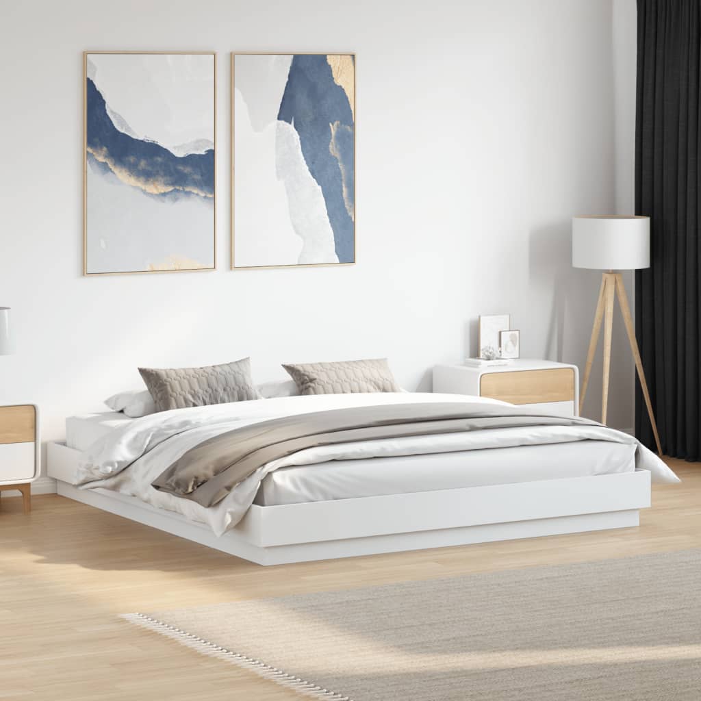 Bed Frame without Mattress White 180x200 cm Super King