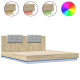 Bed Frame with LED without Mattress Sonoma Oak 160x200 cm