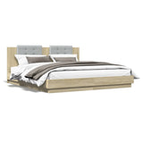 Bed Frame with LED without Mattress Sonoma Oak 160x200 cm