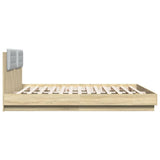 Bed Frame with LED without Mattress Sonoma Oak 160x200 cm