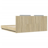 Bed Frame with LED without Mattress Sonoma Oak 160x200 cm