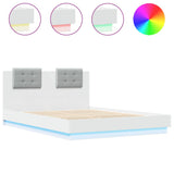 Bed Frame with LED without Mattress White 140x200 cm