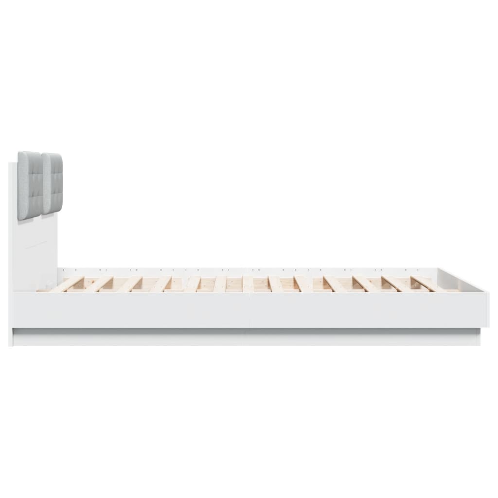 Bed Frame with LED without Mattress White 140x200 cm