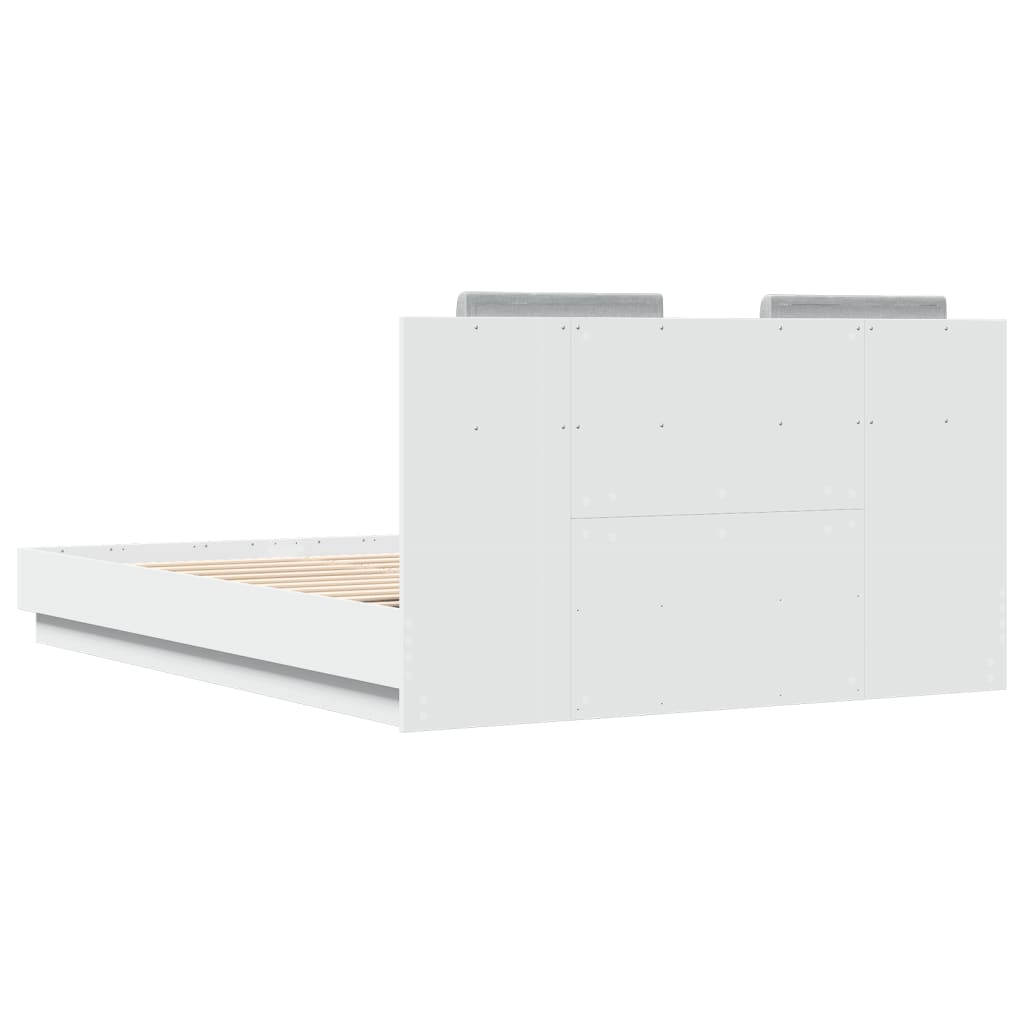 Bed Frame with LED without Mattress White 140x200 cm