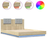 Bed Frame with LED without Mattress Sonoma Oak 120x200 cm