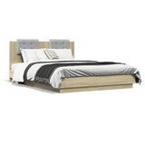 Bed Frame with LED without Mattress Sonoma Oak 120x200 cm