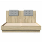 Bed Frame with LED without Mattress Sonoma Oak 120x200 cm