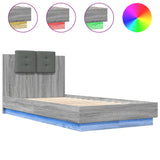 Bed Frame with LED without Mattress Grey Sonoma 90x190 cm Single