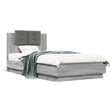 Bed Frame with LED without Mattress Grey Sonoma 90x190 cm Single