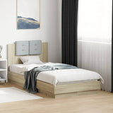 Bed Frame with LED without Mattress Sonoma Oak 75x190 cm Small Single