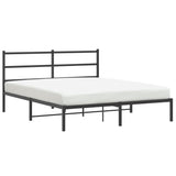 Metal Bed Frame without Mattress with Headboard Black 150x200cm