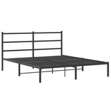 Metal Bed Frame without Mattress with Headboard Black 150x200cm