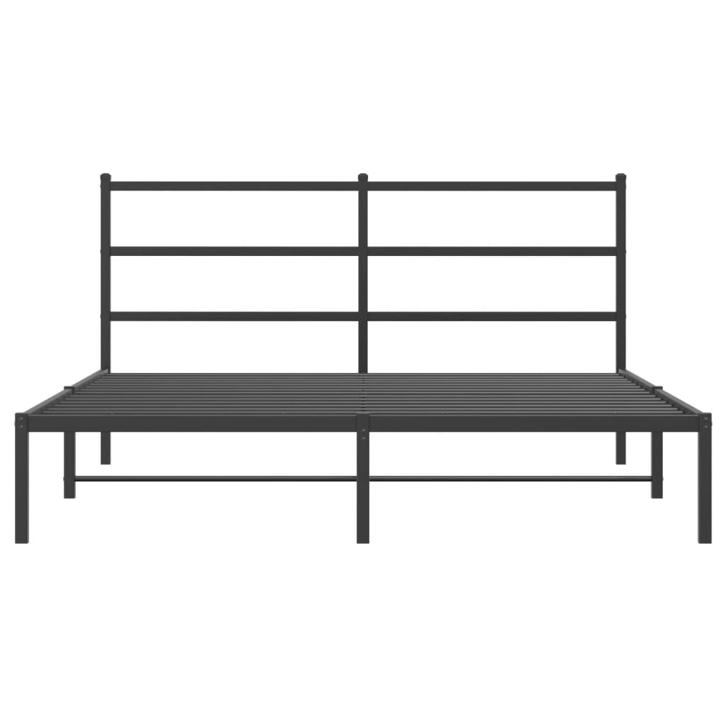 Metal Bed Frame without Mattress with Headboard Black 150x200cm