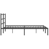 Metal Bed Frame without Mattress with Headboard Black 150x200cm