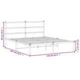 Metal Bed Frame without Mattress with Headboard Black 150x200cm