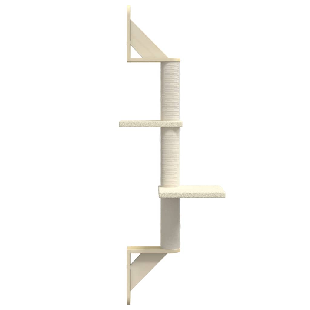 Wall-mounted Cat Tree with Scratching Post Cream 108 cm