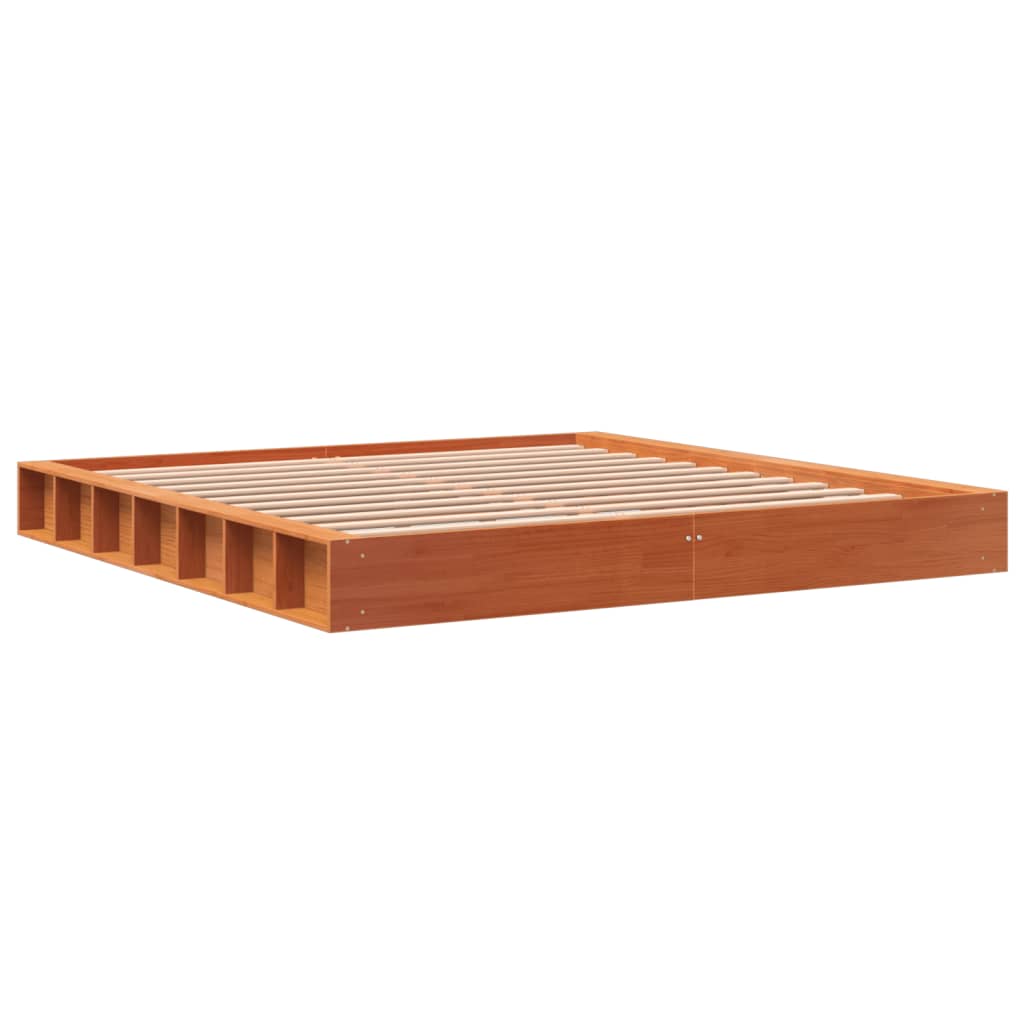 Bed Frame without Mattress Wax Brown 200x200 cm Solid Wood Pine