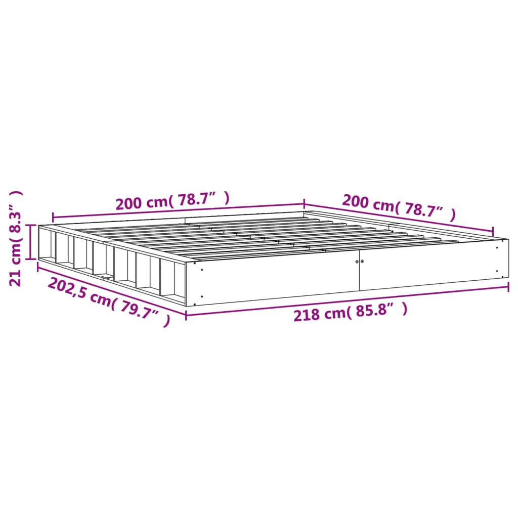 Bed Frame without Mattress Wax Brown 200x200 cm Solid Wood Pine